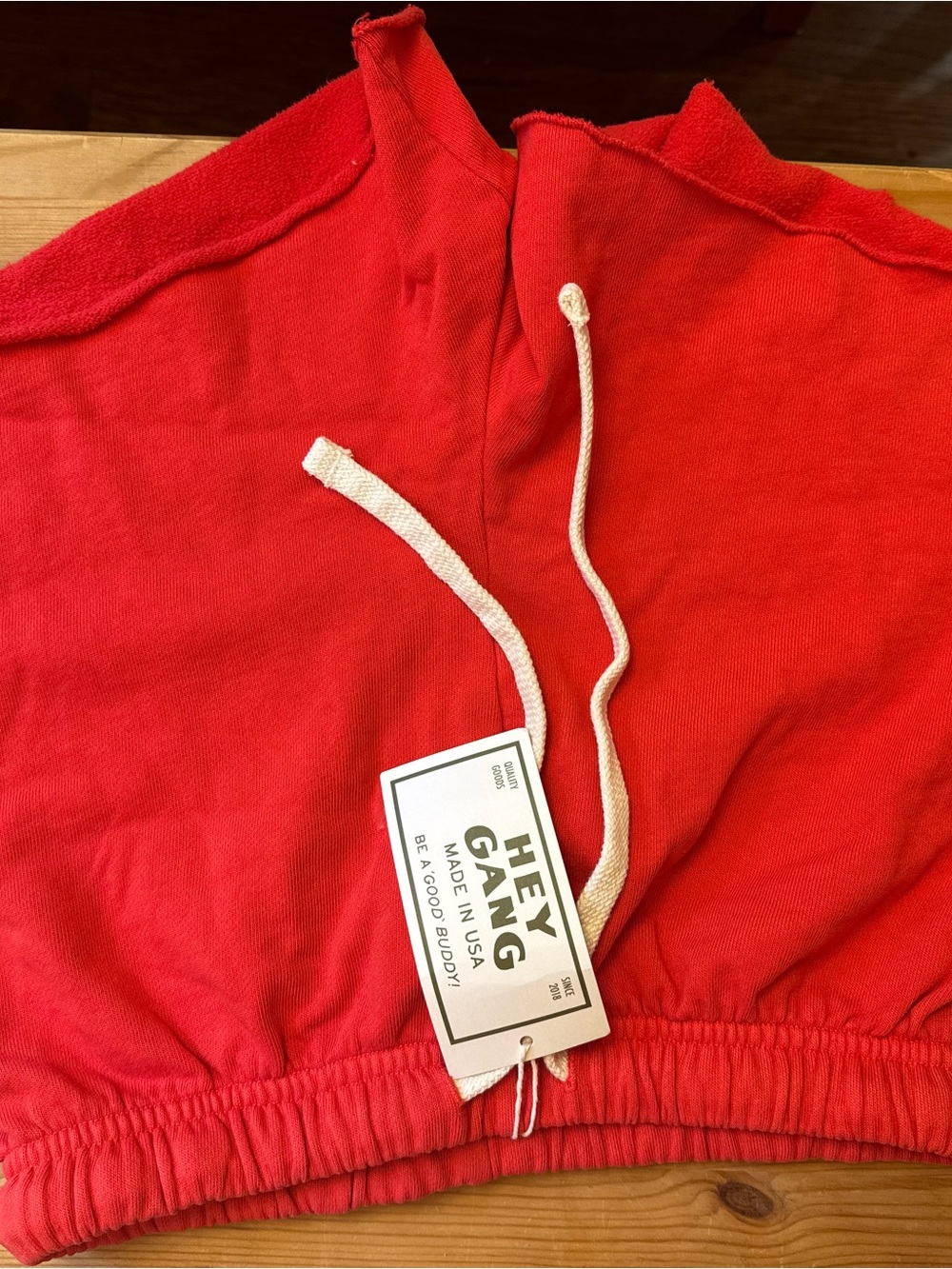 Hey Gang Women's Red Drawstring Athletic Shorts — Casual Lounge Fit - Picture 3 of 3